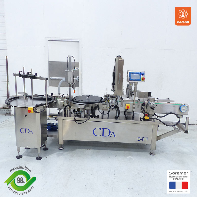 CDA  Ligne de remplissage liquide + visseuse + étiqueteuse