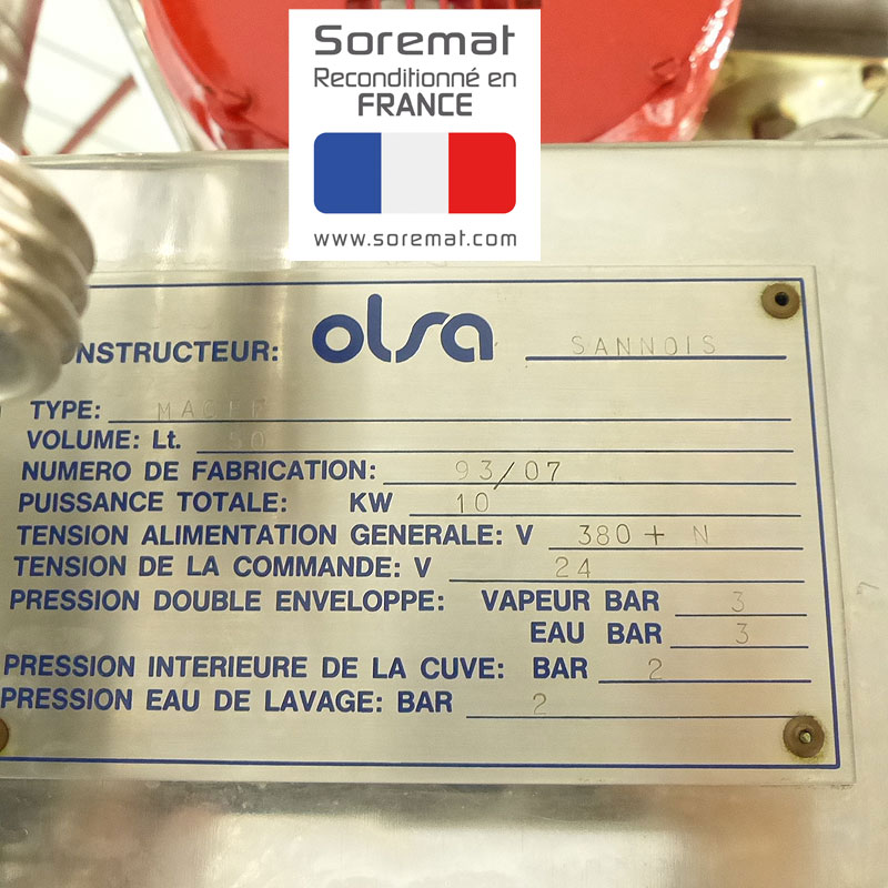 50 L OLSA Cuve de fabrication type Macef avec homogeneiseur